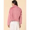 Allegra K Women's Cropped Notch Lapel Open Front Faux Fur Fluffy Coat - 4 of 4