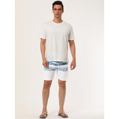 Lars Amadeus Men's Striped Color Block Swimming Drawstring Swimming Surfing Board Shorts 2 Pack White Blue 34 — фото 3