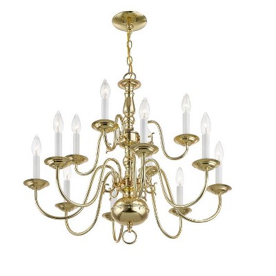 Williamsburgh Polished Brass 12-Light Colonial Chandelier