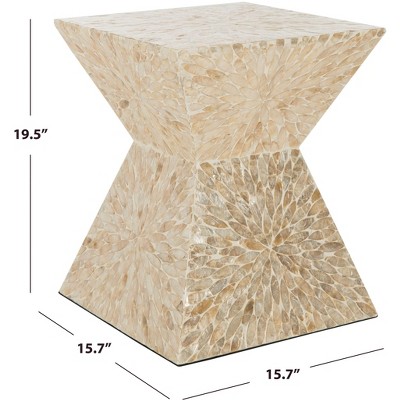 Calypso White Faux Mother-of-Pearl Mosaic Stool