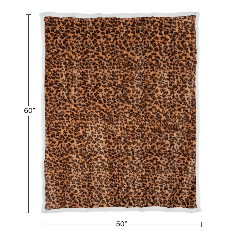 Hastings Home Faux Shearling Fleece Throw Blanket - Leopard Print, 5 of 6