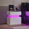 ORRD Modern LED Nightstand – White High-Gloss 2-Drawer - 2 of 4