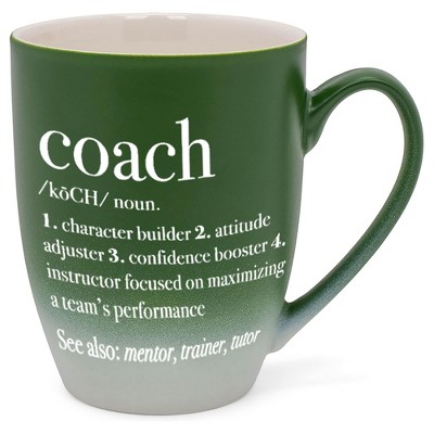 Elanze Designs Coach Definition Two Toned Ombre Matte Green and White 12 ounce Ceramic Stoneware Coffee Cup Mug