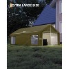 13x25 Ft Carport with 4 Windows, Car Port with 220g PE Tarp, 10 Sandbags,2 Roll-Up Doors for Full-Size Pickups, Bass Boats, Tractors, and SUVs - 3 of 4