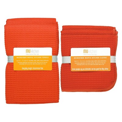 Home Collection Microfiber Dish Drying Mat & Kitchen Towels Set 3pc Orange  NWT