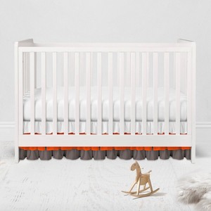 Bacati - 3 Layer Ruffled Crib/Toddler Bed Skirt - White/Orange/Gray - 1 of 4