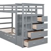 NicBex Twin over Twin Bunk Bed Triple Wood Bed Frame with Wheels, Storage Stairs and Full Length Guardrail, No Box Spring Required - 4 of 4