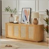 KIGFTSOD Wave TV Stand with Rounded Corners, Storage Cabinet, Buffet, Wood Vertical Striped with Rattan Doors for Kitchen, Bedroom, Entryway - 2 of 4