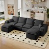 Kayamas 107'' Soft Corduroy Modular L-Shaped Sectional Sofa, 3-Seater Couch with Movable Ottoman for Living Room - 2 of 4