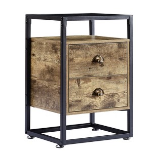 VECELO Modern Nightstand, Bedside End Table with Drawer for Living Room Bedroom, Tempered Glass, Gray - 1 of 4