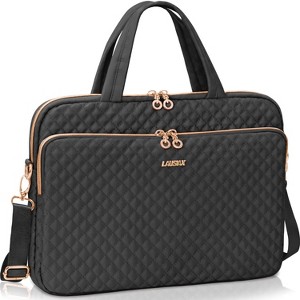 Laptop Bag Case 17 17.3 inch Computer Briefcase Compatible, Messenger Shoulder Bag with Strap Handle, Black - 1 of 4