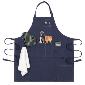 OPUX Chef Apron for Adults, Kitchen Textiles with Pockets, Large Unisex Canvas Wearable Cloth for Cooking Grilling BBQ Baking - 1 of 4
