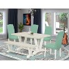 HomeStock 6-Piece Rectangle Wire Brushed Linen White Finish Solid Wood Top Dining Table with 1-Bench, 4-Chairs - 2 of 4