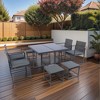 YOOCOZZ 9-Piece Outdoor Rattan Dining Set with Stools, Chairs and Glass Tabletop - Grey - 2 of 4
