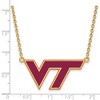 Black Bow Jewelry 14k Yellow Gold Plated Sterling Silver Virginia Tech Hokies NCAA Necklace 18 Inch - 2 of 4