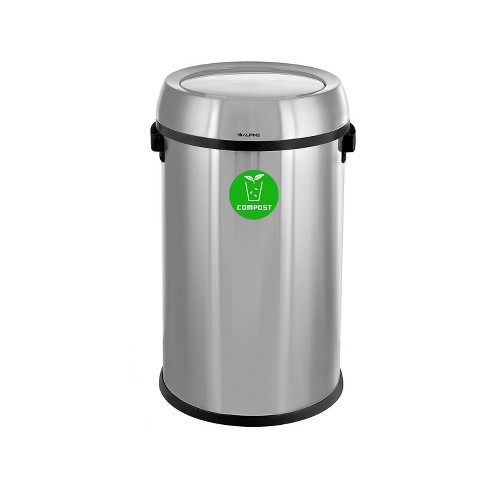 27 Gal. Stainless Steel Open Top Tall Compost Kitchen Commercial Trash Can