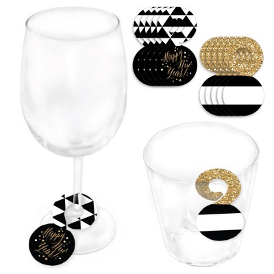 Big Dot of Happiness New Year’s Eve - Gold - New Years Eve Party Paper Beverage Markers for Glasses - Drink Tags - Set of 24