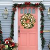24"Pre-Lit Christmas Wreath for Front Door,Gold Lighted Xmas Door Wreath with 20 Battery Operated LED,Ball Ornaments for Wall Fireplace Holiday Decor - 4 of 4