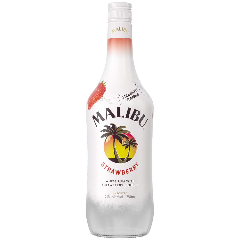 Malibu Strawberry Flavored Caribbean Rum - 750ml Bottle, 1 of 7