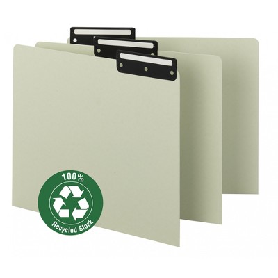 Smead Pressboard Guides, Flat Metal 1/3-Cut Tab with Insert (Blank), Letter Size, Gray/Green, 50 per Box (50534)