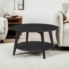Honey Brown Round Coffee Table with 2 Tiers of Storage, Measuring 31.5 x 17.7 Inches, Ideal for the Living Room - 4 of 4