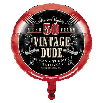 Vintage Dude 50th Birthday Mylar Balloon