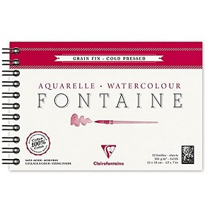 Clairefontaine Fontaine Watercolor Cold Pressed 300g - Wirebound 12 Sheets - 4 3/4 x 7 - 1 of 4