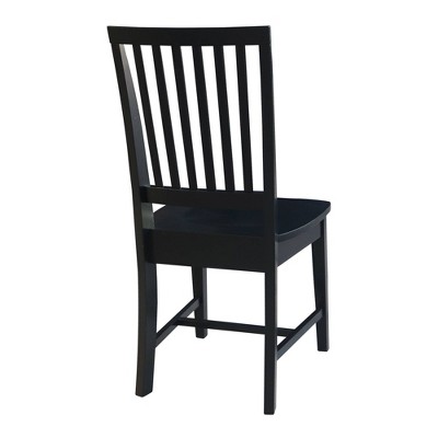 Elegant Mission High Slat Back Solid Wood Side Chair in Black - Set of 2