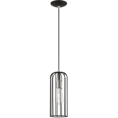 Mini Black and Brushed Nickel Glass Pendant Light