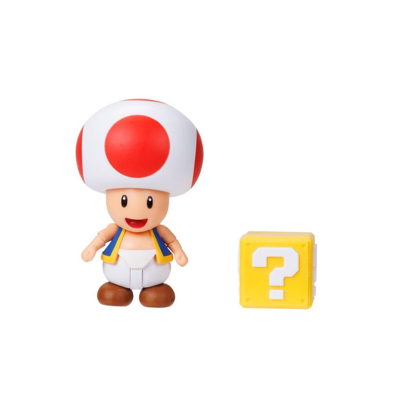 Nintendo Super Mario 4&#34; Toad with Question Block Action Figure, 1 of 5