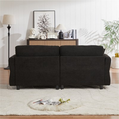 NicBex Couches for Living Room 80" Cloud Sofa Premium Chenille Fabric Upholstered 3-seat Sofa Couch with Pillows and Solid Wood, Black