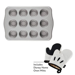 Farberware 3pc Disney Muffin Pan and Disney Home Oven Mitts Set Black - 1 of 4