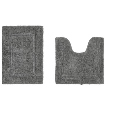 Lux Premium 100% Cotton Tufted Solid Reversible 2 PC Bath Rug Set – Ultra-Soft, Water-Absorbent, Durable, Machine Washable Bathroom Rug