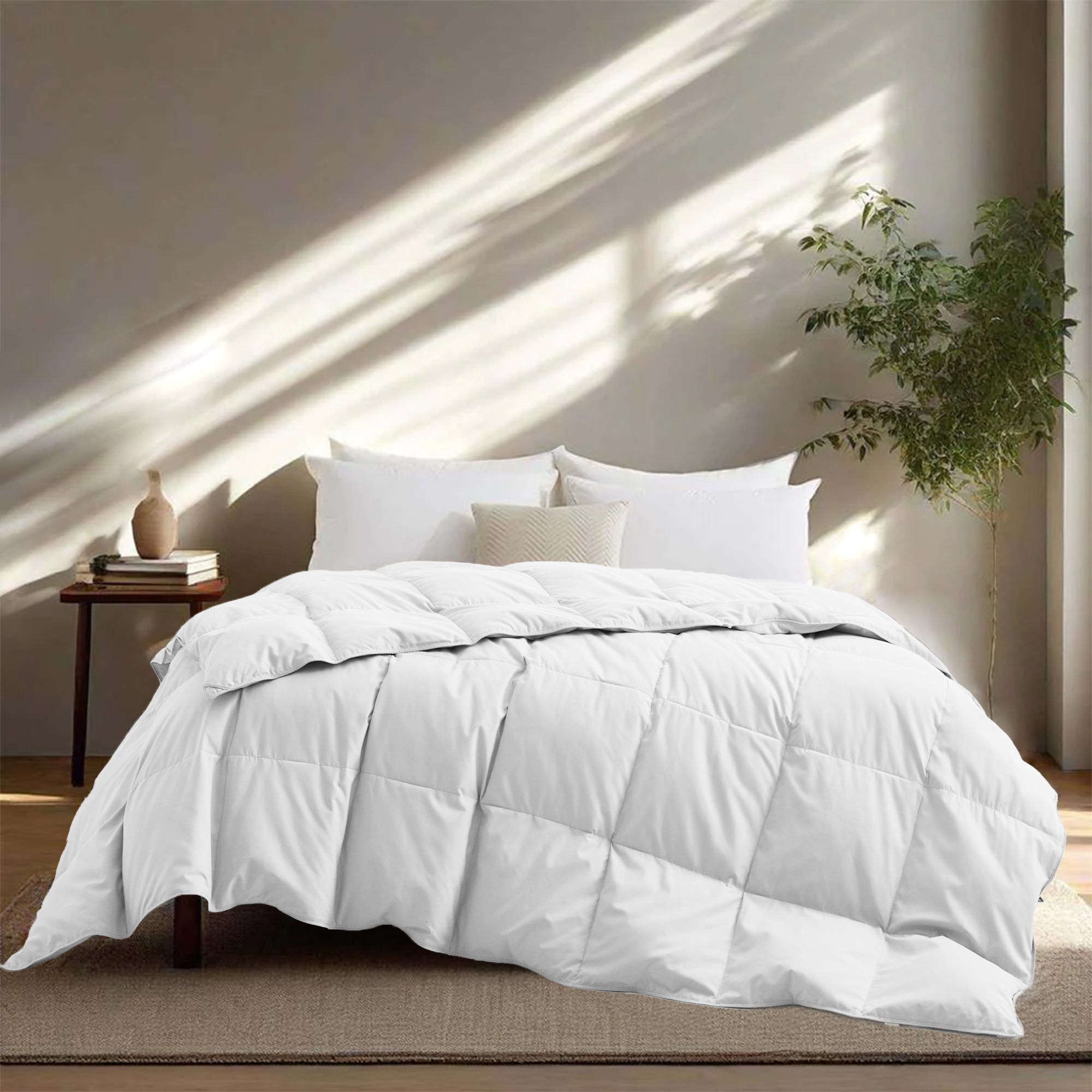 Peace Nest Lightweight Summer White Feather Down Comforter Duvet Insert, White, Full/Queen