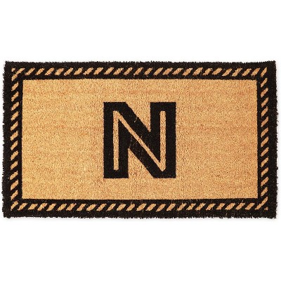 Monogrammed Door Mat with Letter N Nonslip Coir Welcome Mat (17 x 30 Inches)