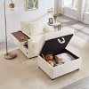 Single Sofa with Storage Ottoman, Multi-Functional Sofa with USB and Foldable Side Table, Corduroy Lazy Sofa with Wood Frame-Coolbibila - 2 of 4