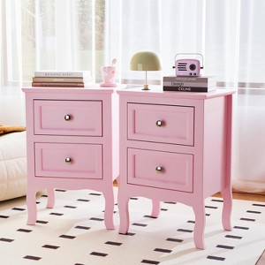 Bonnlo Nightstand Set of 2, Nightstands with 2 Drawers, Bed Side Table/Night Stand, Pink Nightstand - 1 of 4