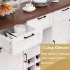 48 Inch Farmhouse Buffet Cabinet, Sideboard with 3 Drawers, 2 Barn Doors, Wine and Glass Rack, Storage Shelves, Ideal for Dining Room, Kitchen - 3 of 4