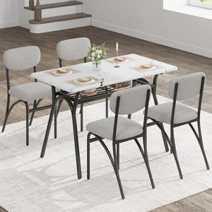 Jojoka 5-Piece Dining Table Set for 4,Kitchen Table with 4 Chairs,Rectangular Dining Table with Storage Rack - 1 of 4