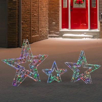 Northlight Set of 3 LED Lighted Color Changing Stars Outdoor Christmas Decorations 23"