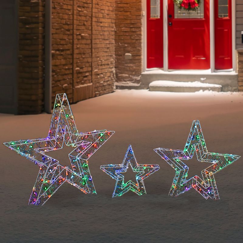 Northlight Set of 3 LED Lighted Color Changing Stars Outdoor Christmas Decorations 23", 1 of 8