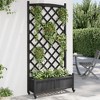 vidaXL Outdoor Planter with Trellis and Wheels - Black Solid Fir Wood, Rectangular Flower Box, Garden, Patio, Terrace, 35.4"x13.8"x73.8" - 2 of 4