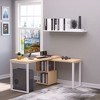 HOMCOM 55" 360° Rotating Corner L-Shaped Computer Desk with Storage Shelves, Home Office Study Writing Workstation Modern Space-Saving Design - 3 of 4