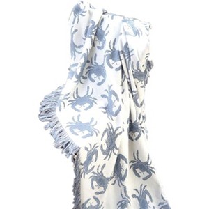 Manual Woodworks and Weavers Nautical Throw – Blue Crab Rayon Blanket, 48" x 60" - 1 of 3