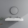 47 x 19 in. Solid Surface Wall Mount or Countertop Bathroom Double Vessel Sink with Faucet Holes in Matte White - 2 of 4