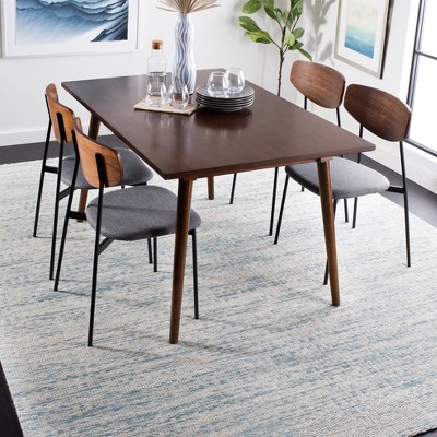 Marbella Blue and Ivory Hand Woven Wool Area Rug, 6' x 6'