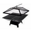 Kumasinova 20" Square Outdoor Fire Pit with Mesh Cover,Heay-Duty Iron Wood-Burning Fireplace for 4-8 People,2-in-1 Fire Pit Grill,Black - 4 of 4