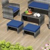 Tangkula 2 Pieces Patio PE Rattan Ottomans with Soft Zippered Cushions for Deck Frame - 3 of 4