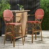SKRAN Outdoor Wicker and Aluminum 29.5" French Barstools, Set of 2, Navy Blue, Bamboo Print Finish for Garden, Patio, Outdoor - 2 of 4