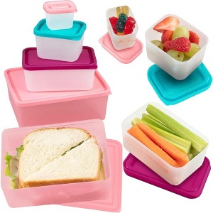 Bentology Snack Buddies- Mini Bento Snack Lunch Box w 4 Portion Control Meal Containers and Lids - BPA, PVC Free, Food Safe– On-the-Go lunchbox - Pink - 1 of 4